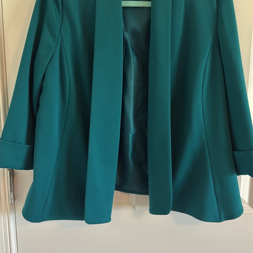 Black Label Evan Picone Open Front Blazer/Jacket Emerald Green Size 12 - Picture 3 of 6